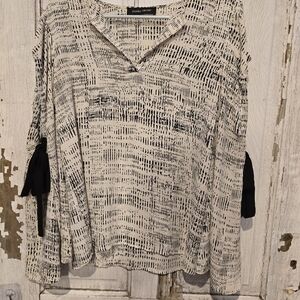 Ivanka Trump Blouse With Unique Key Hole Bell Sleeves With Black Tie Bows